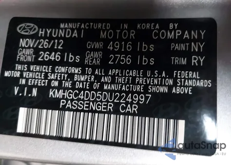 2013 Hyundai Genesis 3.8 z USA, uszkodzony, nr VIN KMHGC4DD5DU224997